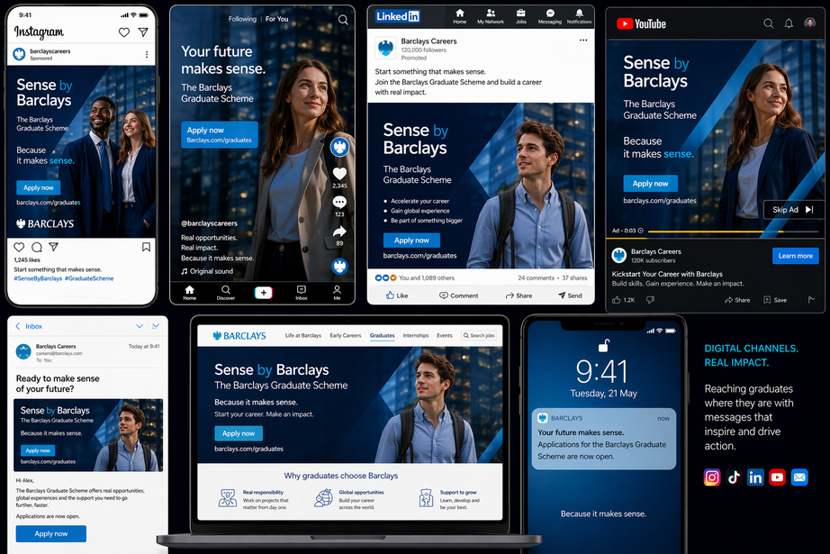 Barclays mockup — UI screens